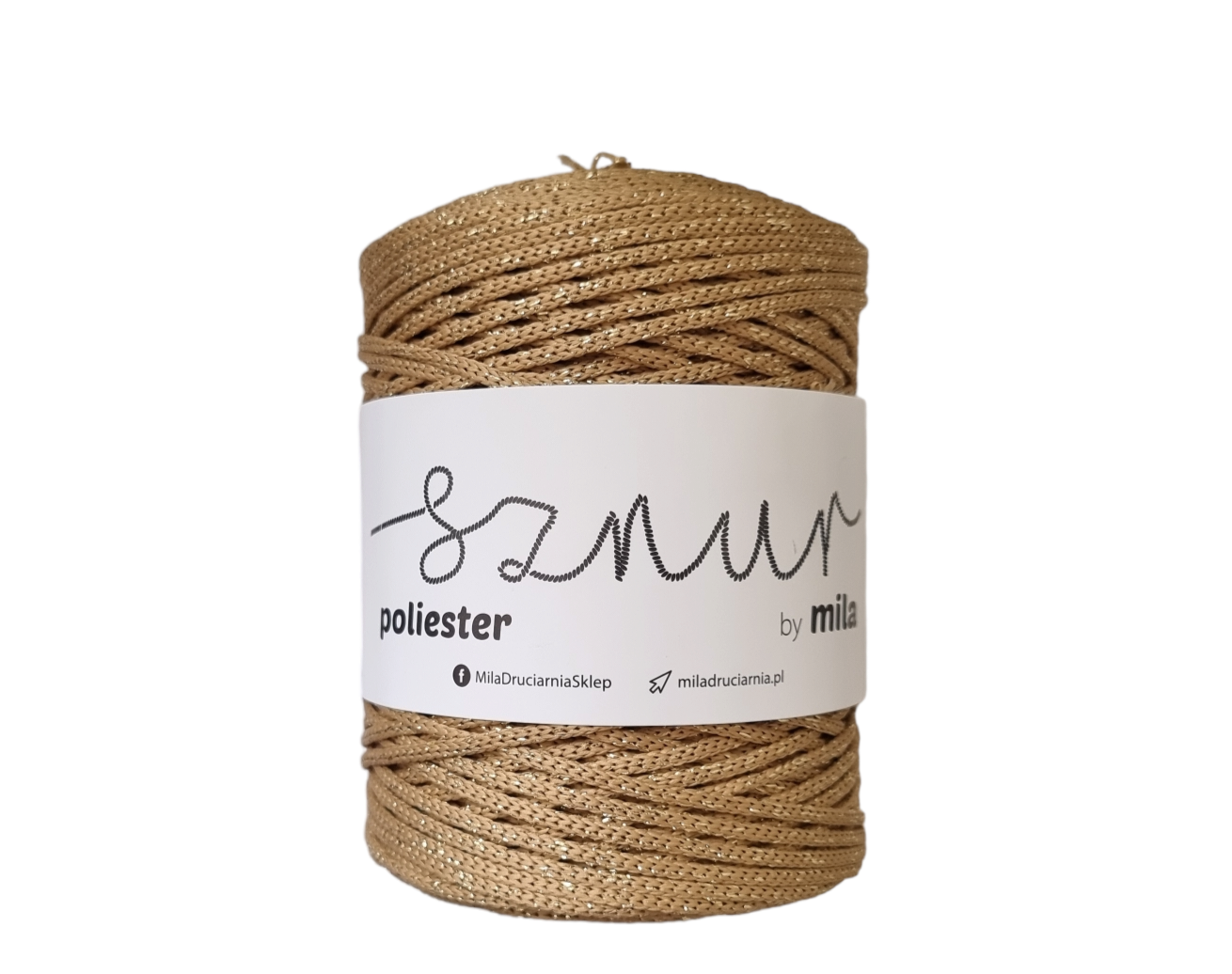 Sznurek poliestrowy 3mm Glitter, 200m, GZ232 złoty beż