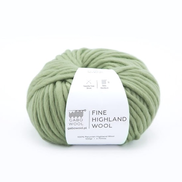 Włóczka GABO WOOL Fine Highland Wool 2058 zielona szałwia