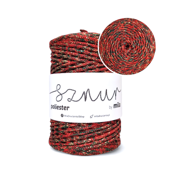 Sznurek poliestrowy 3mm Glitter, 200m, GZ114 ŚWIĄTECZNY