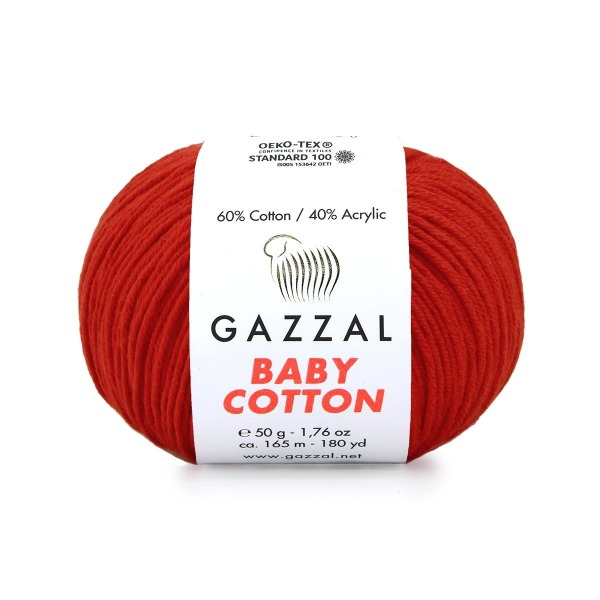 Włóczka Gazzal Baby Cotton 3443 czerwony